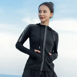 Women Hoodie Running Jackets Zipper Yoga Coat Sportwear Jacket Thumb Hole Yoga Jacket Zipper Jacket Fitness Sport Clothing Top