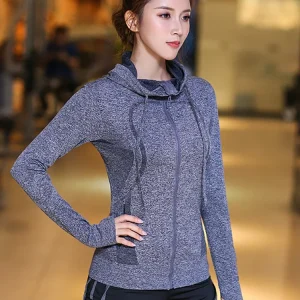 Woorlovekzg Autumn/winter Fitness Sports Running Jackets Women Long Sleeve Hooded Jacket Quick Drying Yoga Slim Training Top