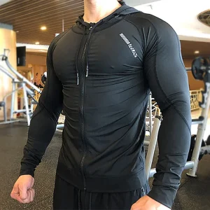 KAMB Men's Jacket Zip Hoodie Long Sleeve T-shirts Gym Sports Clothing Running Male Coat Jackets For Men Hooded Sweatshirts