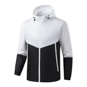 Color Blocked Sports Jacket Men's Spring and Autumn New Fashion Short Style Outdoor Running Casual Hooded Jacket Cardigan