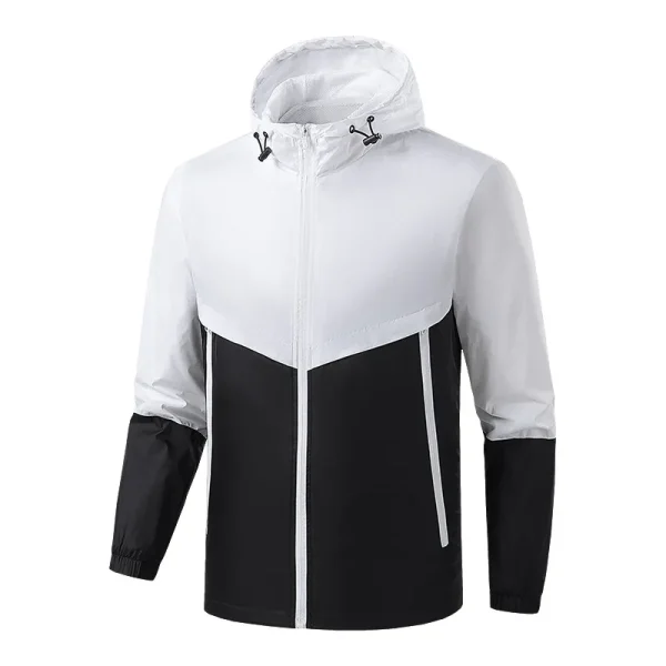 Color Blocked Sports Jacket Men's Spring and Autumn New Fashion Short Style Outdoor Running Casual Hooded Jacket Cardigan