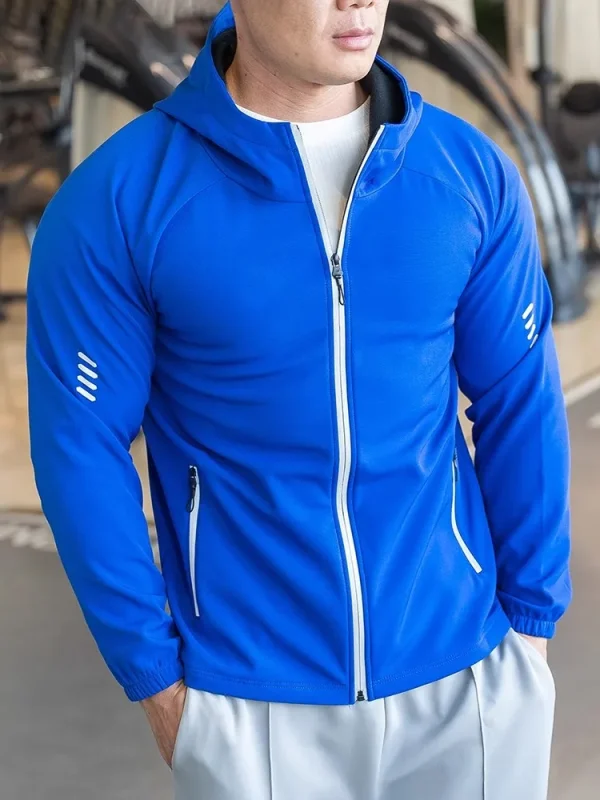Winter fleece Running Hooded Jacket Men Sport Jacket fitness Gym Outdoor Quick dry waterproof Coat Cycling Sports windbreaker