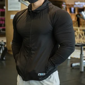 New Winter Autumn Hoodies Sport Shirt Men Hat Zipper Running Jackets Fitness Gym Sports Clothing Sport Top Men's Sportswear 2022