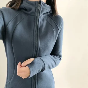 Outdoor Sports Zip Up Sweatshirt Women Hooded Jacket Fitness Coat Yoga Running Casual Long Sleeve Short Tops Varsity Jacket New