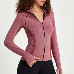 Women's Tracksuit Jacket Slim Fit Long Sleeved Fitness Coat Yoga Crop Tops With Thumb Holes Gym Jacket Workout Sweatshirts