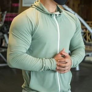 Solid Color Men's Quick drying Fitness Hoodie Long Sleeve Basketball Running Sportswear Zipper Slimming Training Autumn/Winter