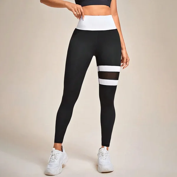 Mesh Colorblocked High Waist Yoga Pants Leggings for Women Tummy Control Workout Leggings for Women