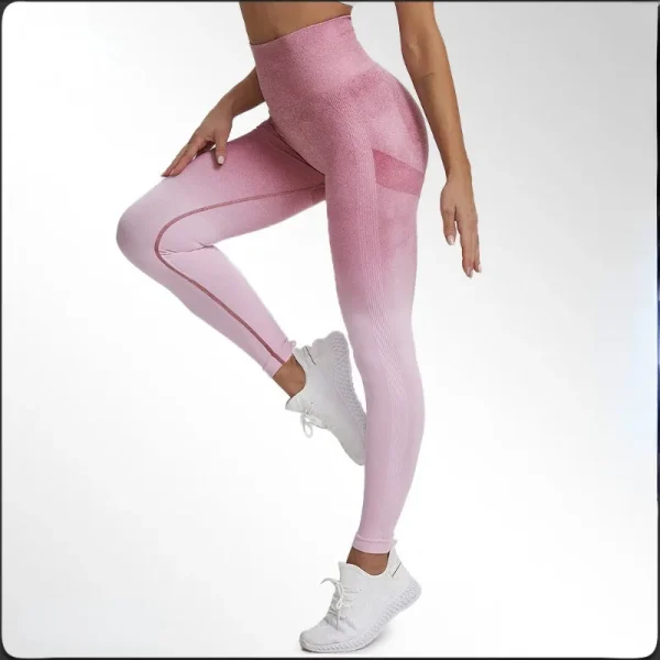 Seamless Gradient Yoga Leggings Women Knit Slim Tights Gym Running Cycling High Waist Hip Liftting Fashion Yoga Fitness Pants