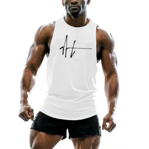 Men's vest casual daily fitness comfortable Breathable basketball lightweight crew neck sleeveless shirt Fashion print