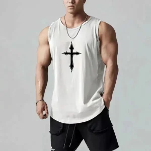 Gym Tank Tops Men's Clothing Workout Muscle Summer Sportswear Sleeveless T Shirt Printed Fitness Vest Basketball Jogging Shirt