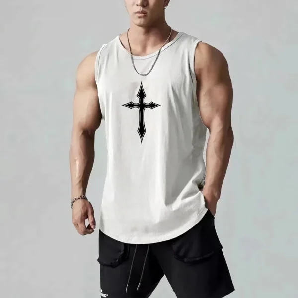 Gym Tank Tops Men's Clothing Workout Muscle Summer Sportswear Sleeveless T Shirt Printed Fitness Vest Basketball Jogging Shirt