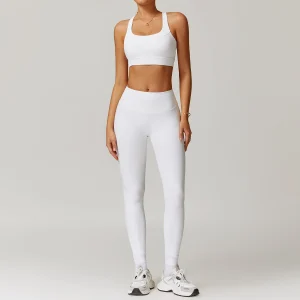 Ribbed 2 Piece Yoga Set High Waist Leggings Sports Bra Women's Tracksuit Gym Workout Push Up Run Clothes Sportswear Fitness Suit