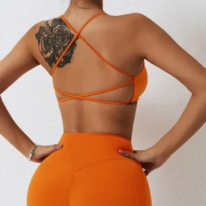 Cross Back Sports Underwear Women's Naked Yoga Bra Gym Bra Push Ups Running Sexy Fitness Bra Quick Dry Yoga Tank Top