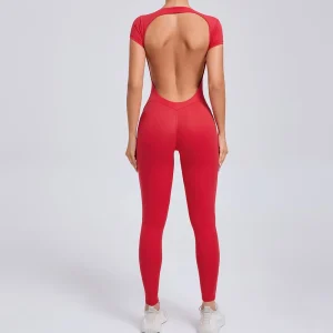 Sexy Long Sleeves One-piece Suit Female Jumpsuit Quick Dry Yoga Clothing Workout Bodysuits Backless Sports Rompers Women Gym