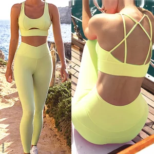 2025 Pad 1/2PCS Women Tracksuit Yoga Set Gym Legging Sport Bra Cross High Waist Workout Pant Running Gym Athletic Wear Suits