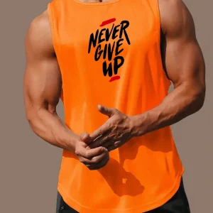 Never Give Up Vest Summer Men's Gym Fitness Training Clothing Quick Dry Body Building Sleeveless Tops Fashion Basketball Vest
