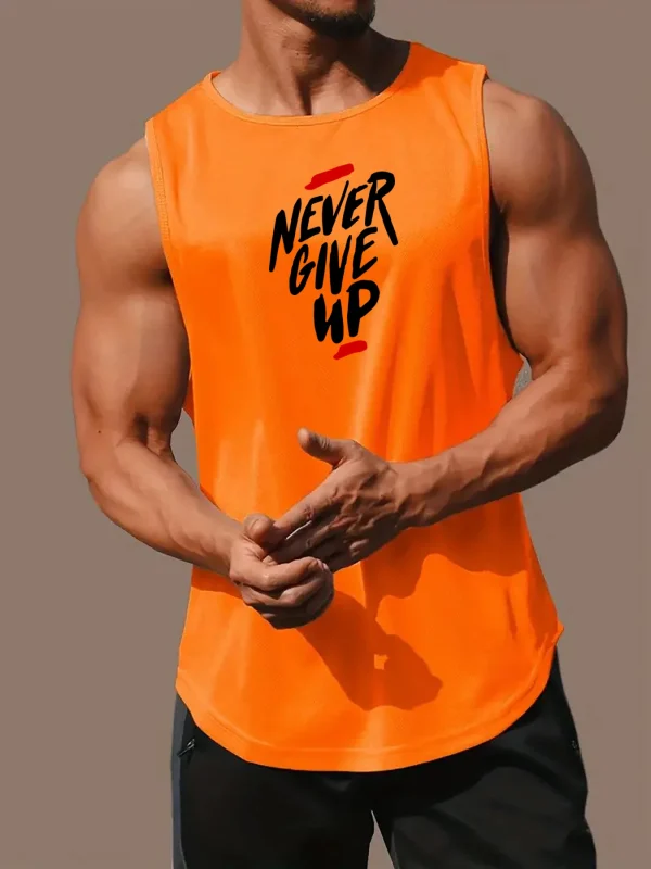 Never Give Up Vest Summer Men's Gym Fitness Training Clothing Quick Dry Body Building Sleeveless Tops Fashion Basketball Vest