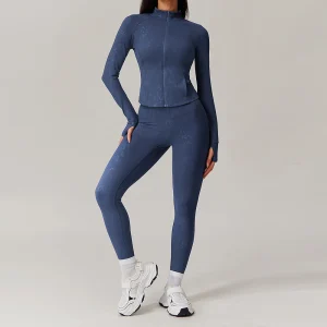 2PCS Yoga Set Women Gym Clothing Workout Set Sportswear Seamless Sports Suits Fitness Long Sleeve Crop Top High Waist Leggings